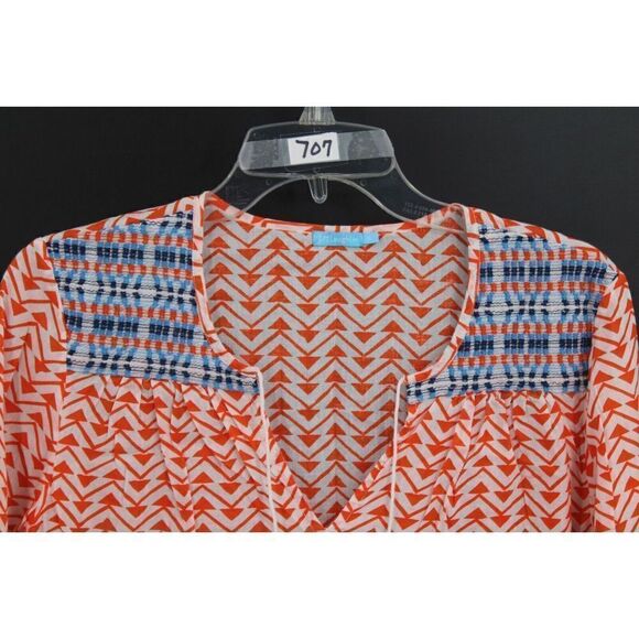 J. McLAUGHLIN LIGHTWEIGHT TUNIC WITH TASSELS PRINTED SIZE SMALL - Picture 2 of 6